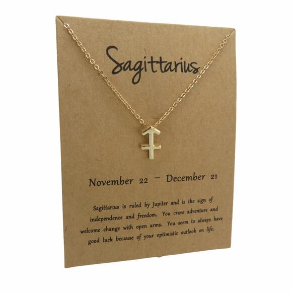 Francesca's Sagittarius Pendant Necklace Gold Horoscope Zodiac Necklace - Picture 1 of 3
